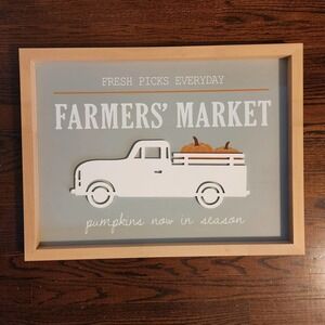 Pumpkins Now in Season Pumpkin Patch Truck Fall Halloween Wood Framed Sign